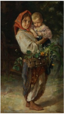 Peasant Children by Lukian Vasilievich POPOV