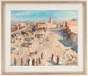 Marknad I Marrakech by Miloud BOUKERCHE - auction artwork with signature