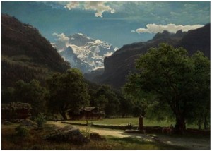 Nøttealléen Ved Interlaken Med. Die Jungfrau I Bakgrunnen by Hans Fredrik GUDE