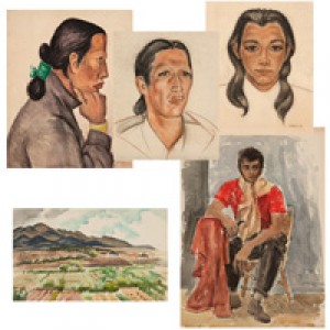 Group Of Five Unframed Works On Paper by Anna Katharine SKEELE