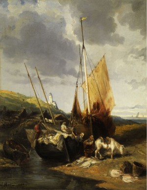 Fischerhafenszene by Jules Achille NOEL