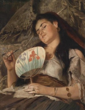 The Fan by Edmund BLUME - auction artwork with signature