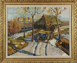 Landsväg Med Hästekipage by Viktor LESKIN - auction artwork with signature