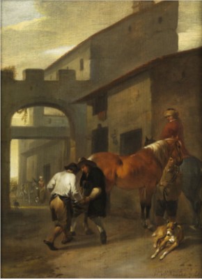 Beim Hofschmied by Hendrick VERSCHURING - auction artwork with signature