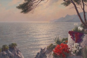 Capri Coastal Scene by Jacobus Leonardus Van Der MEIDE