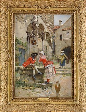 Kurtis Vid Brunnen by Edouard TOUDOUZE - auction artwork with signature