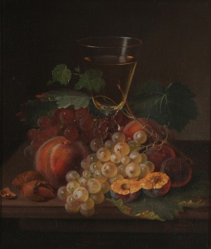 Still Life With Fruit And Wine Glass by George E. FORSTER