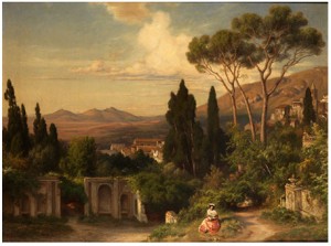 Italienische Hügellandschaft Mit Ruinen Sowie Einer Mutter Mit Kind by Bernhard FRIES