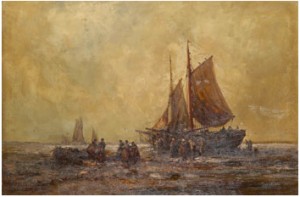 Strandlandskap Med Båtar Och Figurer by William WEBB