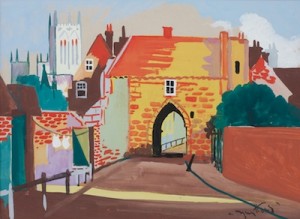 Medieval Town Gate by Josef Pierre NUYTTENS - auction artwork with signature
