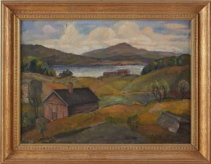 Insjölandskap Med Hus by Fritiof STRANDBERG