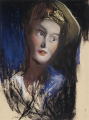 Portrait Of A Girl In A Hat by Josef DOBROWSKY