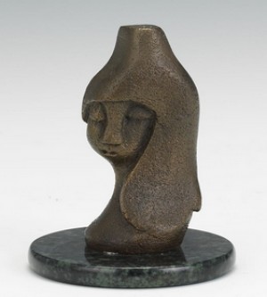 Modern Bust Of A Woman by Paolo SOLERI - auction artwork with signature