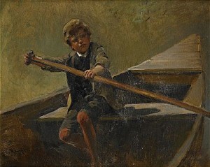 Pojke I Roddbåt by Karl RAUPP - auction artwork with signature