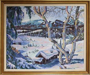 Vinterlandskap Med Fjäll by Sjudolf BERGMAN - auction artwork with signature