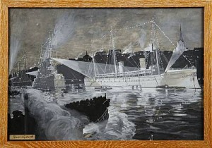 Passagerarfartyg Och Pansarskepp I Hamn, by Bertil LYBECK