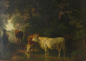 Cow Watering by Friedrich Johann VOLTZ
