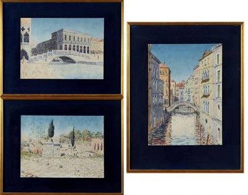 (3) Motiv Från Venedig Och Pompeij by Osvald ESLON