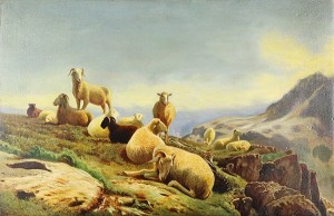 Sheep In The Meadow by Arthur Fitzwilliam TAIT