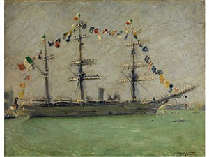 Das Flaggschiff Andrea Doria Im Hafen Von Venedig by Pietro FRAGIACOMO - auction artwork with signature