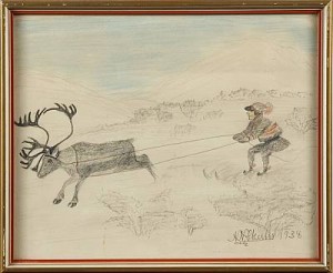 Fjällandskap Med Tolkande Same by Nils Nilsson (Sami Artist) SKUM