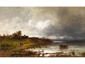 Gewitterstimmung Am Seeufer by Adolf Heinrich LIER