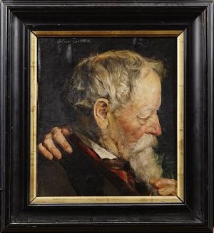 Mansporträtt by Olav RUSTEN - auction artwork with signature