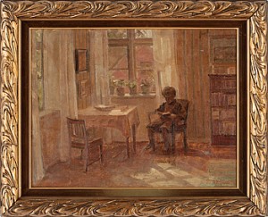 Läsande Gosse by Fredrik KREBS - auction artwork with signature