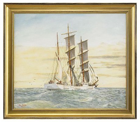 Fartygsporträtt Av Tremastade Barken Daniel Från Tvedestrand by Arthur WAHLBY