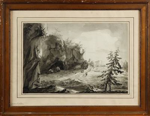 Pastoralt Landskap Med Kreatur Och Figurer by Jonas Carl LINNERHJELM