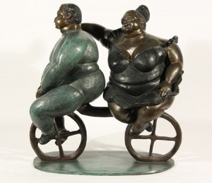 Couple On A Bicycle by Bruno LUNA - auction artwork with signature