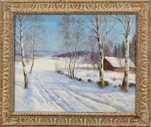 Winter Snowfall Scene With Cabin by Karl Ioganovich ROSEN