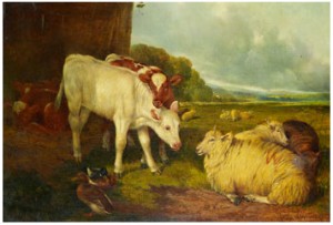 Landskap Med Kalvar, Får Och änder by William WATSON