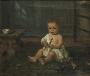 Barn Med Flaska by Hugo OEHMICHEN - auction artwork with signature