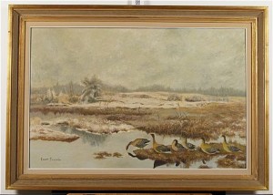 Höstlandskap Med Gäss by Ernst FRANZÉN - auction artwork with signature