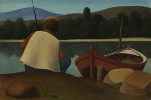 Angler Am Fluss Neben Einem Anliegenden Kahn by Roberto MASI - auction artwork with signature