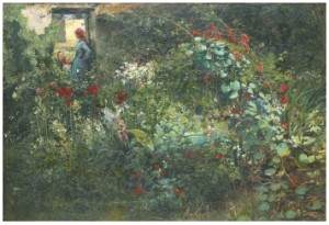 Rosenträdgård Med Figurer by Théodore LEGRAND - auction artwork with signature