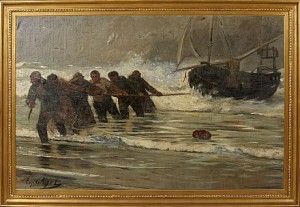 Fiskare Halar Upp Fartyg by Eugène Henri Alexandre CHIGOT