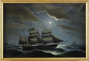 Fartygsporträtt Av Svenska Tremastade Skonertskeppet Westindia, Kapten P. O. Söderquist by Peter Christian HOLM