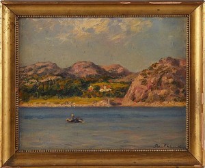 Kustbild Med Båt by Pehr EKLUND - auction artwork with signature