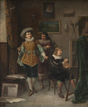 In The Artist's Studio by Louis Hippolyte MOUCHOT - auction artwork with signature