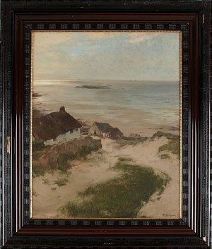 Kustvy Med Hus I Sanddyner by Franz MÜLLER-GOSSEN - auction artwork with signature