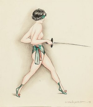 2 St, Fäktande Kvinnor by G. STRÖMBERG - auction artwork with signature