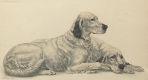 Setters At Rest by Léon DANCHIN - auction artwork with signature