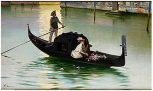Junge Frau In Einer Gondel Auf Dem Canal Grande by Vittorio Matteo CORCOS