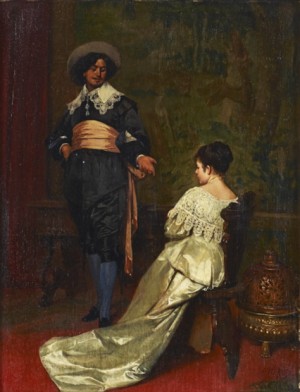 Interior With A Couple by Christian Meyer ROSS - auction artwork with signature