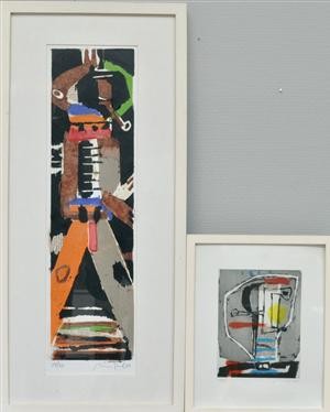 (2) Radering/collage. Kompositioner by Menno FAHL - auction artwork with signature
