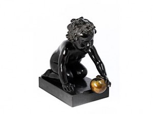Bronzefigur Eines Lebensgrossen Kindes Mit Einem Ball Spielend by Carl Georg BARTH