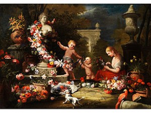 Blumengabe An Die Göttin Venus by Abraham BRUEGHEL - auction artwork with signature