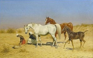 Arab Horses by Harington BIRD - auction artwork with signature